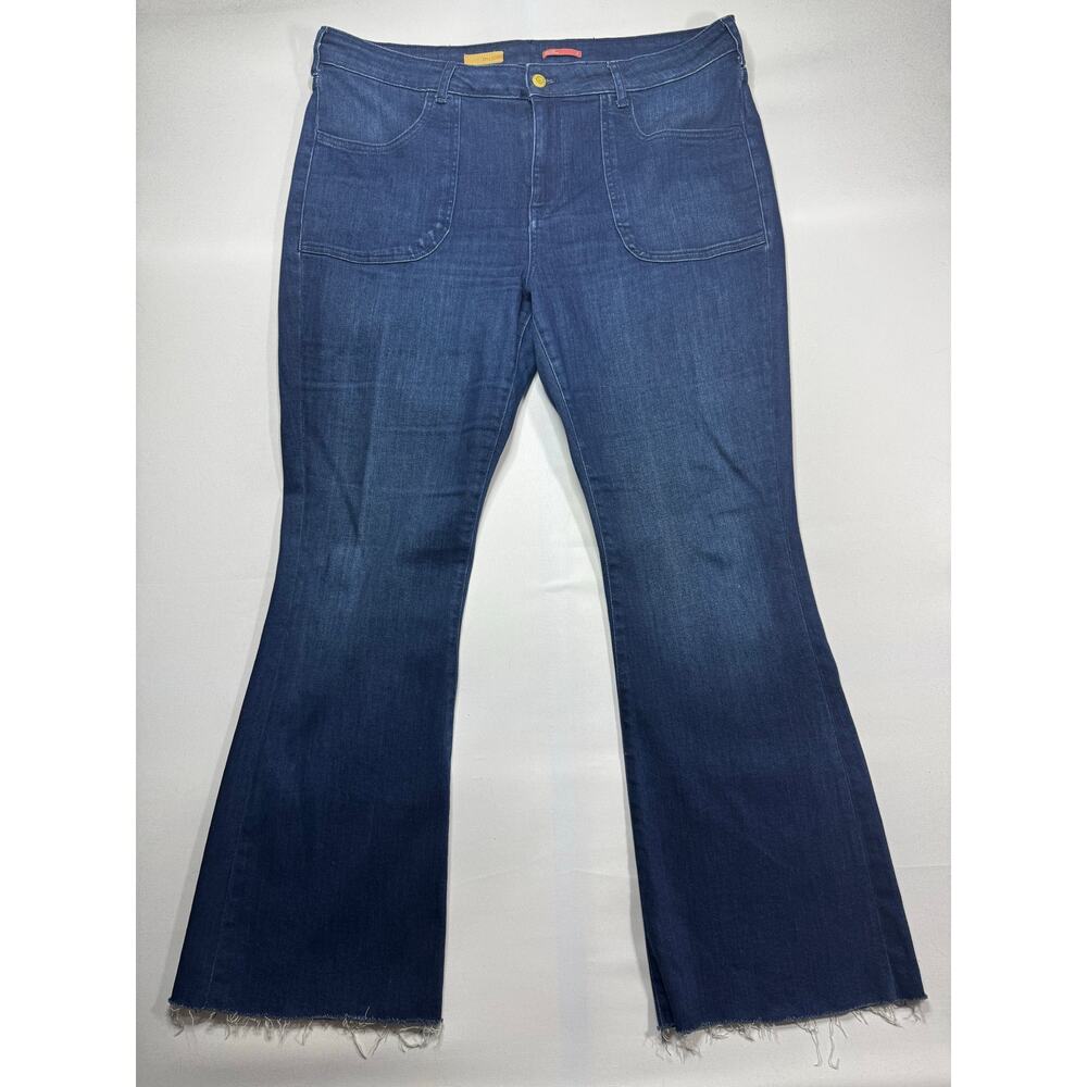 Pilcro by Anthropologie Women's Raw Hem Flare Blue Denim Jeans - Size33 (38x31) - Picture 1 of 5